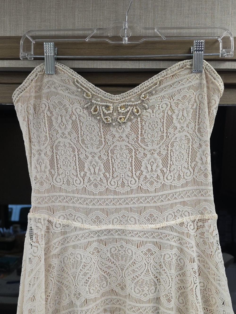 HAND BEADED LACE, VINTAGE BALLERINA, COCKTAIL DRESS", BY "FREE PEOPLE" - Picture 4 of 17